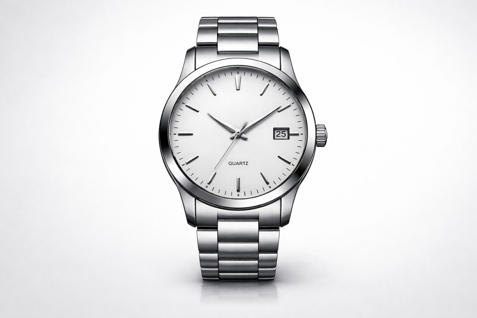 Close-up of quartz watch with skeleton details